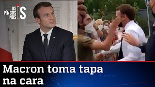 Macron leva tapa no rosto durante viagem ao sul da França; veja vídeo