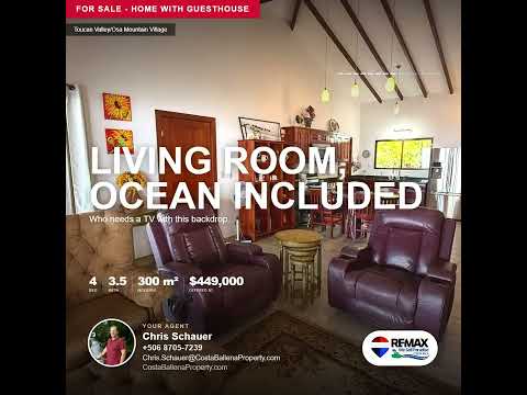 Ocean-View 3-Bedroom Home with 1-Bed Guesthouse, Pool & | Toucan Valley/Osa Mountain Village