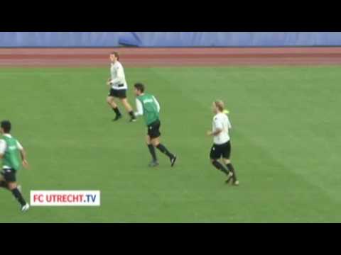 Laatste training in Zuricher Letzigrund Stadion