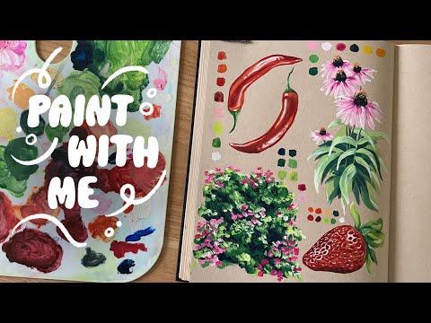 how to paint vibrant sketchbook illustrations 🌶️ gouache tutorial | beginner friendly