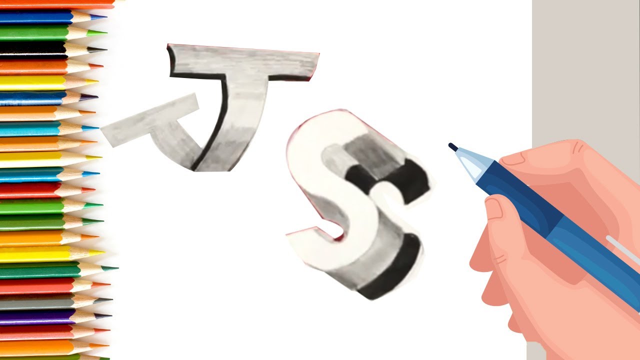 How To Draw 3D Letter S (step by step) - Easy 3D Drawings