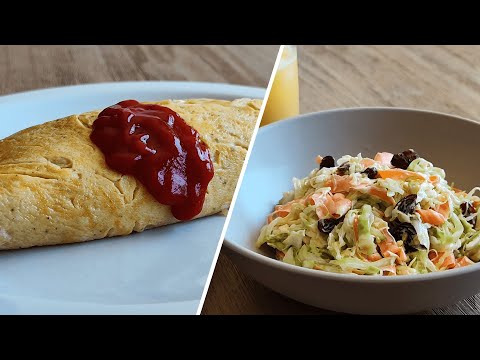 Japanese Omurice & Homemade Coleslaw Lunch | No Talking Cooking Vlog