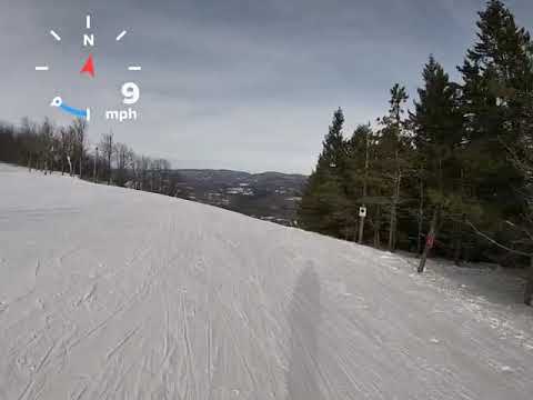 50+ mph run speed skiing down black diamond