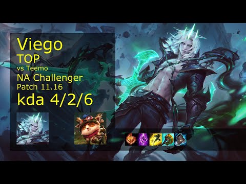 Viego Top vs Teemo - NA Challenger 4/2/6 Patch 11.16 Gameplay