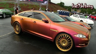 OUTRAGEOUS Pink/Gold Jaguar XJL on 26" GOLD Forgiato Wheels - HD