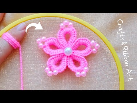 It's so Cute 💖🌟 Super Easy Woolen Flower Making Trick with Finger - DIY Amazing Woolen Flower Design