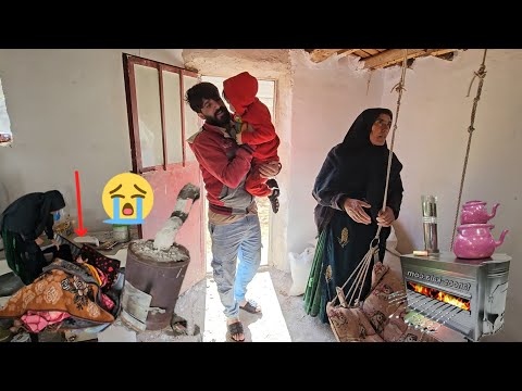 Horrible winter for nomadic mother and premature baby in a half-destroyed house