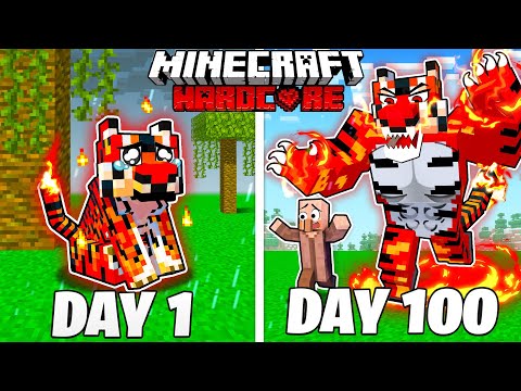 I Survived 100 Days as A FIRE TIGER in HARDCORE Minecraft