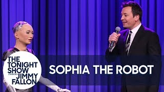 Sophia the Robot and Jimmy Sing a Duet of &quot;Say Something&quot;