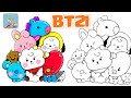 How to draw BT21 | Cooky,  Shooky, Tata, RJ, Koya, Chimmy, Mang, Van Cute and easy #BT21
