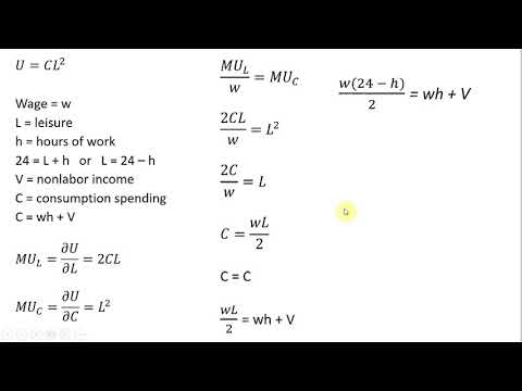 Part of a video titled How to Derive a Person's Labor Supply Equation - YouTube
