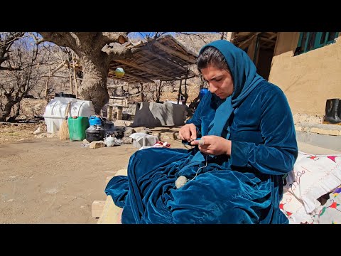 Halimah, a nomadic woman, cooking Stambouli pilaf in the snowy mountains