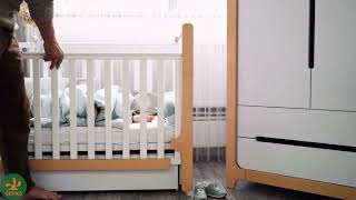 Dětská postýlka Markito Gekko Kids 120x60. Bílá / Přírodní Buk