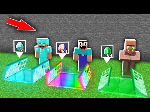 Minecraft NOOB vs PRO: HOW NOOB CHOOSE SECRET BUNKER TO GET ULTRA TREASURE? Challenge 100% trolling