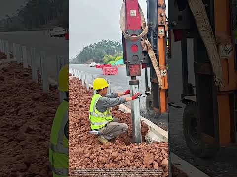 Newly Constructed Road Guardrail Post Installation : Guide Rod Alignment via Relief Hole