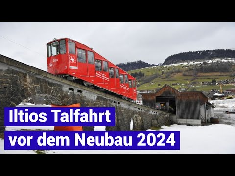 Alte Standseilbahn Iltios - Talfahrt 2024 vor dem grossen Umbau