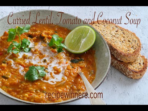 Curried Lentil, Tomato and Coconut Soup