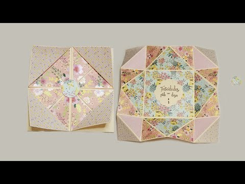 Tarjeta de felicitación desplegable con técnica origami
