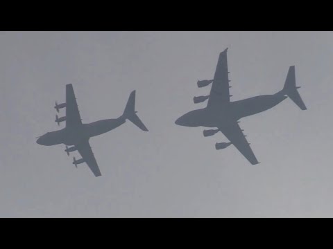 Backyard Spotting - A400 and C-17 formation, Queen's Platinum Jubilee practice??