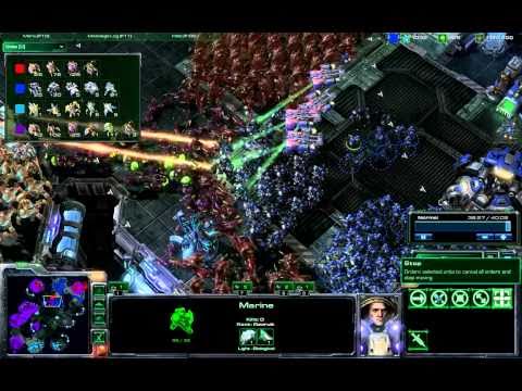 Starcraft 2, Mass Marine+Hydra vs Mass Bainling Colossus...lol