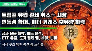  01/22) 트럼프 유럽 과세 취소!!! 금과 은은 하락, 비트 분석,ETF 유출, 도지 결제 앱, 세이, 니어