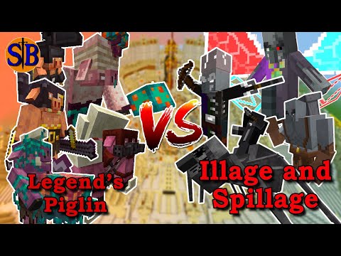 Sathariel Battle - Minecraft Legends Piglins (Infamous Legends) vs Illage and Spillage Bosses | Minecraft Mob Battle