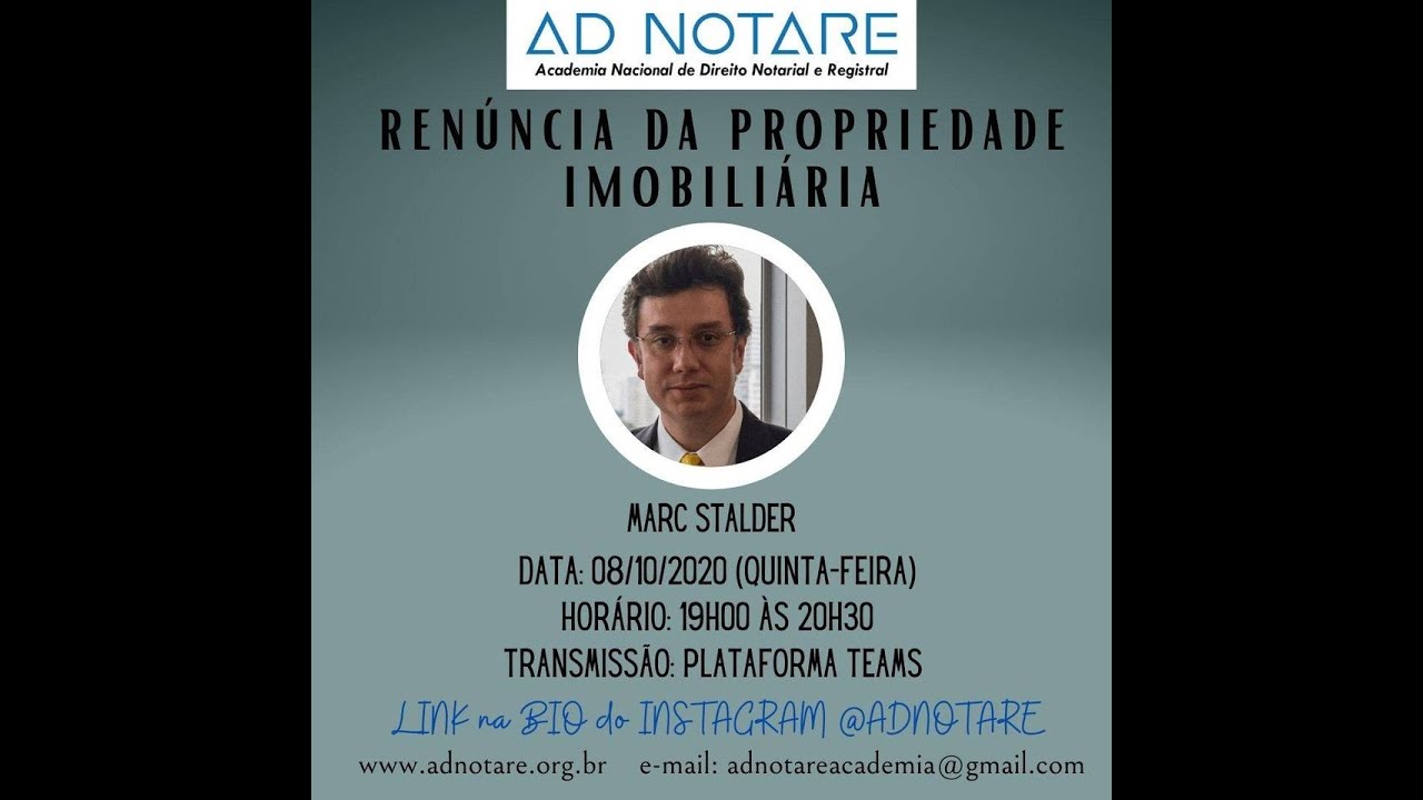 Evento AD NOTARE   RENÚNCIA DA PROPRIEDADE IMOBILIÁRIA