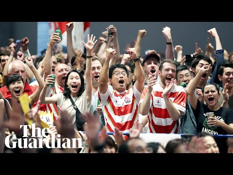 Japan fans celebrate wildly after stunning Ireland in Rugby World Cup