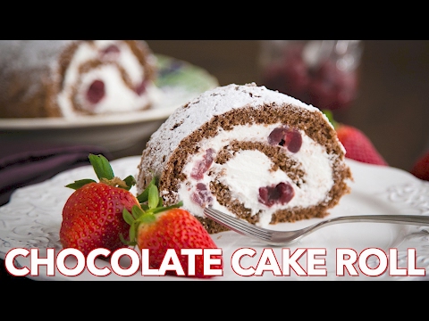 簡単チェリーチョコレートケーキロール - Natasha's Kitchen (Easy Cherry Chocolate Cake Roll - Natasha's Kitchen)