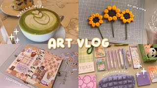 art vlog 🎨 journaling, air dry clay, stationery haul, cafes and more 🍵