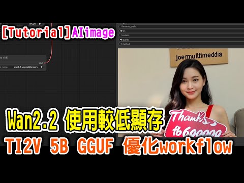 [AI tutorial] WAN2.2 TI2V 5B GGUF 優化使用較低顯存 VRAM #ai #comfyui #wan2