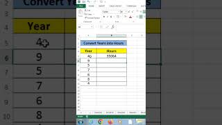 #shorts | How to Convert Years into hours | covert years into hours | #exceltips #excel2022