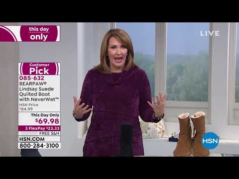 BEARPAW Lindsay Suede Quilted Boot with NeverWet