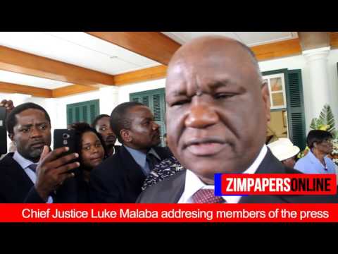 Chief Justice Malaba speaking to journalists