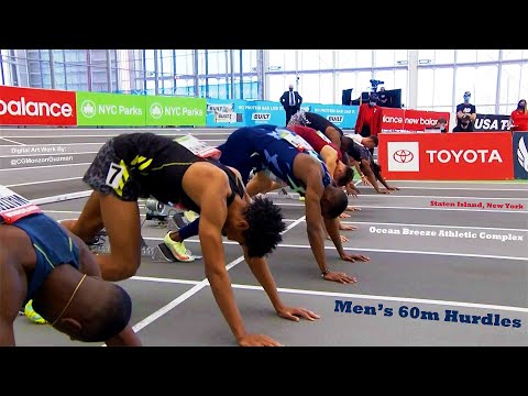 Men's 60m Hurdles.  Ocean Breeze Athletic Complex.  Borough of Staten Island, NYC.  February 6, 2022