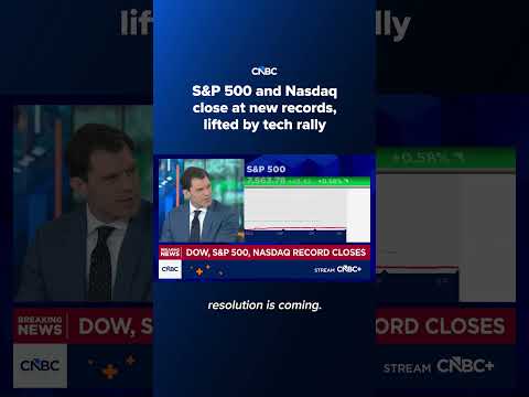S&P 500 and Nasdaq close at new records, lifted by tech rally