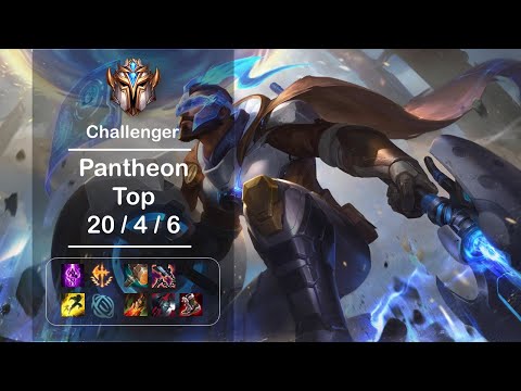 [4K] LOL Challenger Pantheon Top (20/4/6) Ep.400