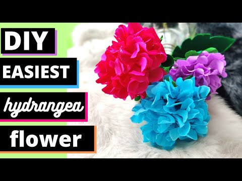 DIY Easy Paper Flowers | Crepe Paper Hydrangea flower| DIY Crafts| Home Decor| Minitha Abraham