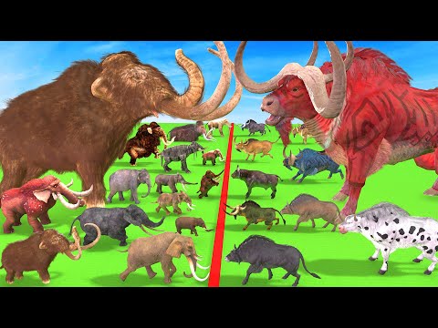 10 Mammoth Elephant vs 10 Zombie Bull Animal Epic Battle Prehistoric Mammals Animal Revolt Battle