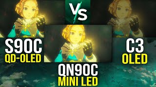 S90C vs QN90C vs C3 SDR Gaming Comparison | Which 4K Upscaled Zelda Best