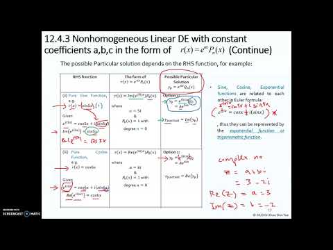 Week 12 Differential Equation (2nd Order ODE) Part 4 Method of Undetermined Coefficient