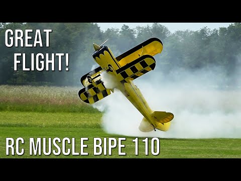 Incredible Flight! Big RC Muscle Bipe 110 Shows Stunning 3D Aerobatic Maneuvers At Flight Show
