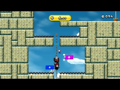 New Super Mario Bros. U - Challenges: Fuzzy Cliff Climb - Extreme wall climbing! (Wii U)