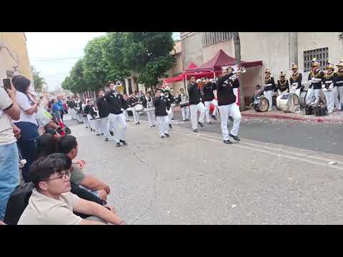 Desfile de majorettes y liceo Ixchel banda san Francisco de borja