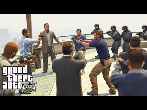 GTA V The Wrap Up Mission FIB IAA Merryweather Michael & Trevor Team Up Again