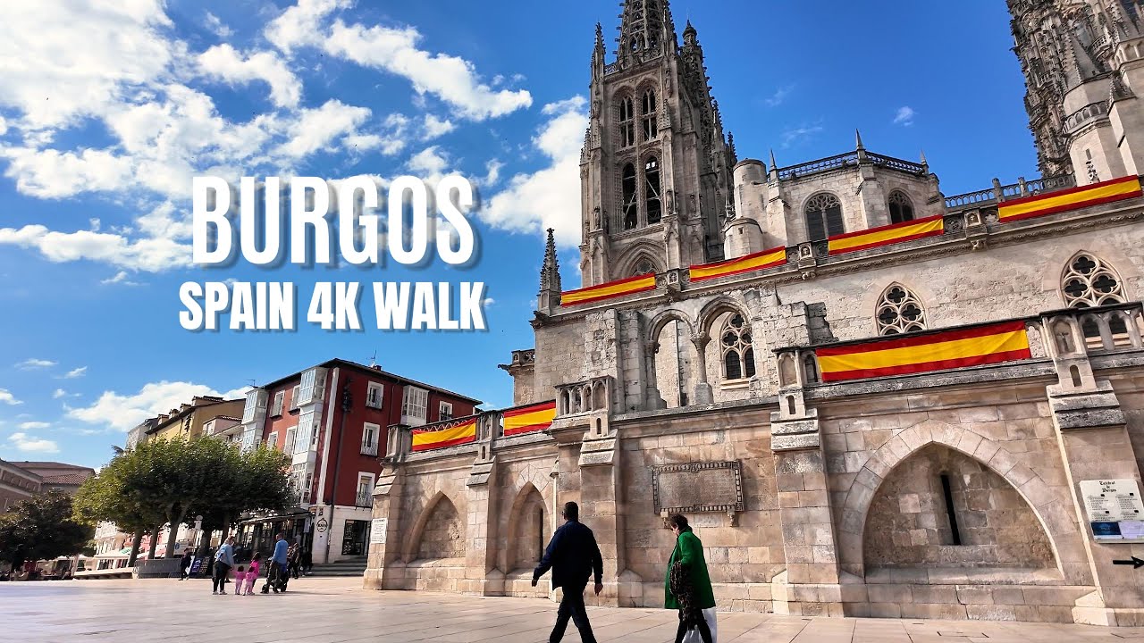 Immersive street-level walking tour through Burgos Cathedral, Spain, showcasing authentic urban landscapes, local architecture, and the vibrant atmosphere of the city's neighborhoods