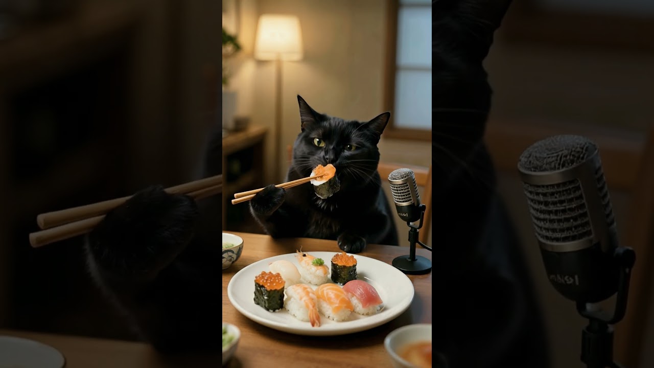 黒猫ジジのASMR〜寿司〜