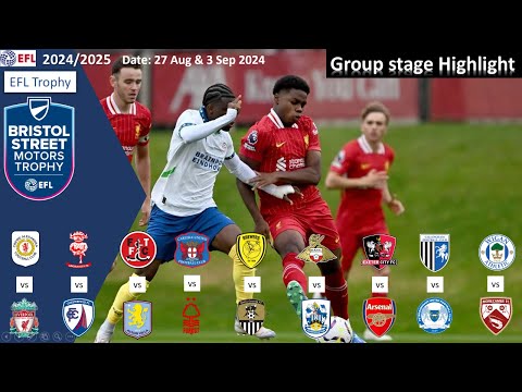 Highlights Summary, 27 Aug 2024 to 3 Sep 2024 (Match 1-8), 2024/25 Bristol Street Motors Trophy