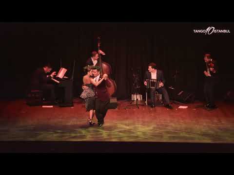  Roxana Suarez  and  Sebastian Achaval  are  dancing  to  a  milonga  by  Solo Tango Orquesta  at  TanGO TO Istanbul  in  2018