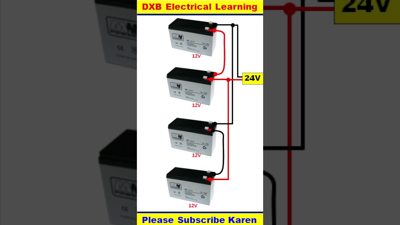 Conexiune baterie 12V 4 pentru 24VDC #videoscurt #scurtyoutube #scurt